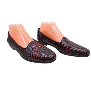 Womens Trotter "LIZ" Black, Red Slide On Leather Flats